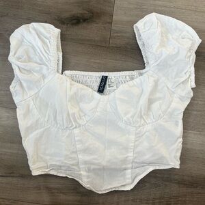 puffy sleeve cropped princess corset top